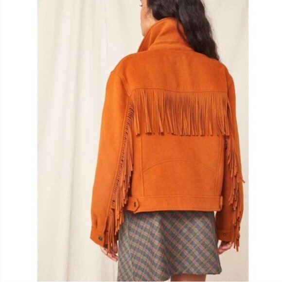 NWOT FP We The Free Phoenix Fringe Jacket Orange/Brown Size Small - Picture 2 of 14